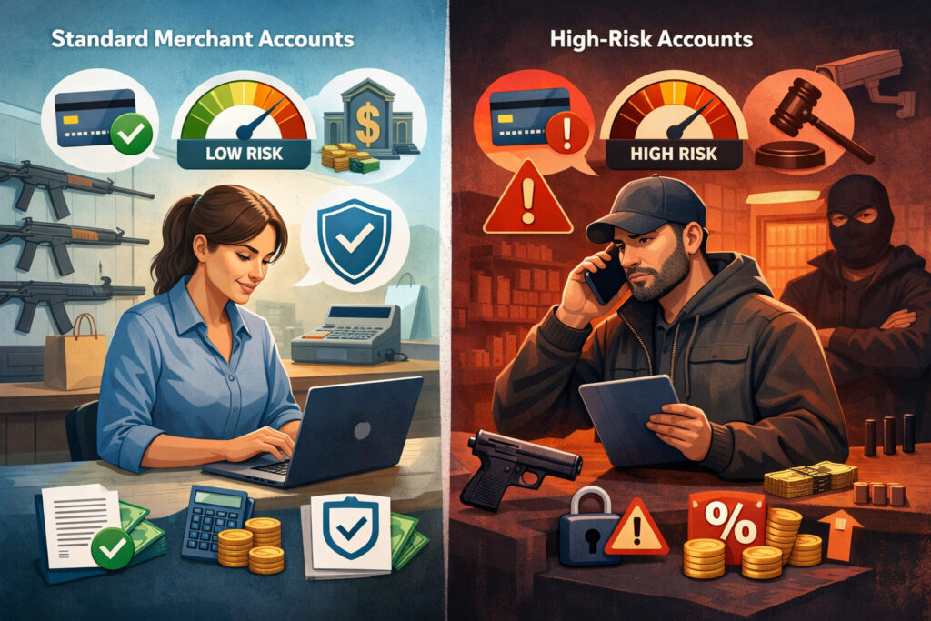 Standard Merchant Accounts vs. High-Risk Accounts for Firearm-Related Businesses