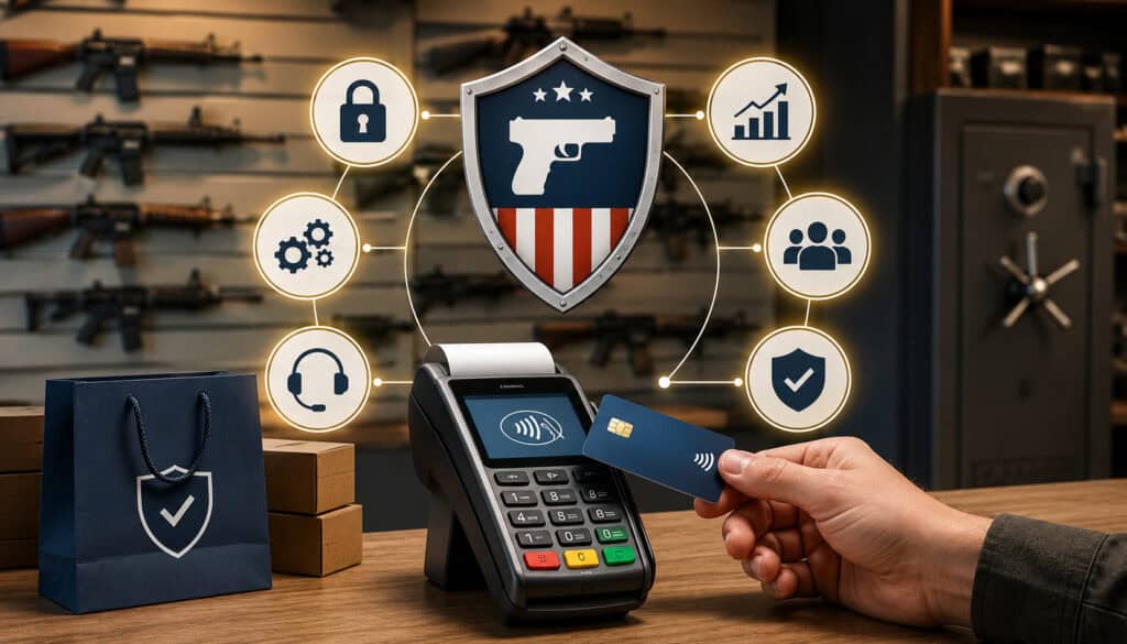 Secure firearm payment processing with POS terminal