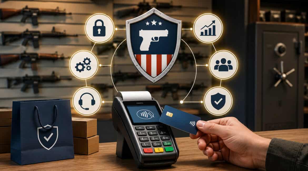 Secure firearm payment processing with POS terminal