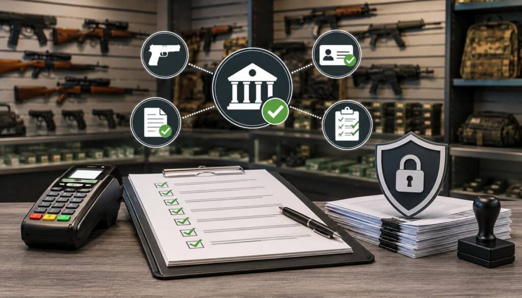 Firearm merchant account approval checklist with secure payment setup