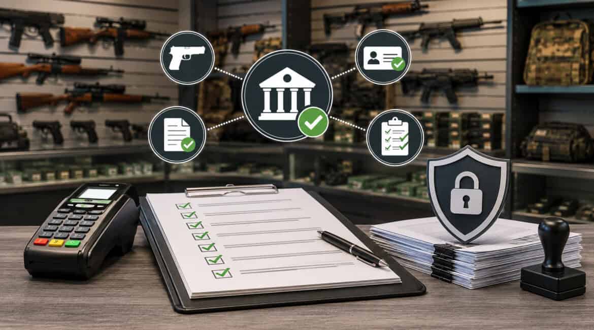 Firearm merchant account approval checklist with secure payment setup