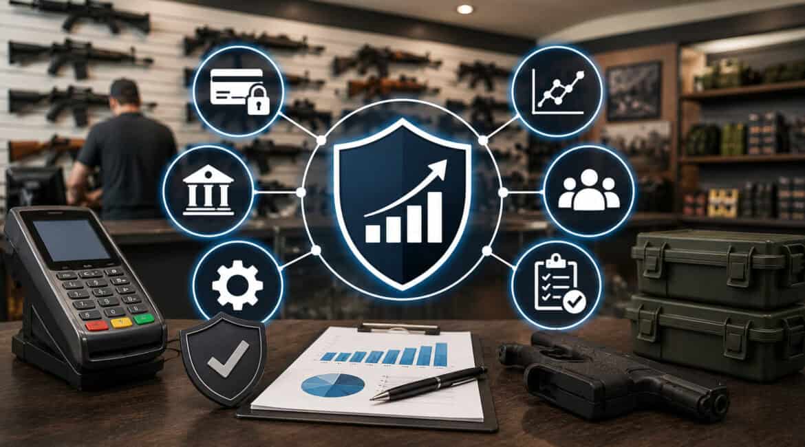 Gun retailer payment stability strategy illustration