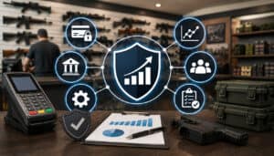 Gun retailer payment stability strategy illustration