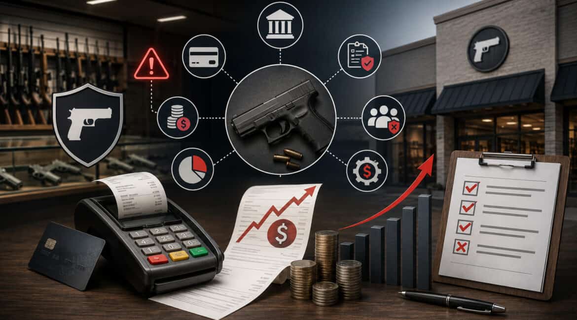 High-risk payment processing costs for gun businesses illustration