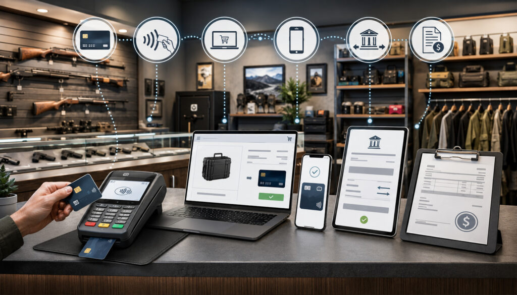 Common payment channels for firearm businesses
