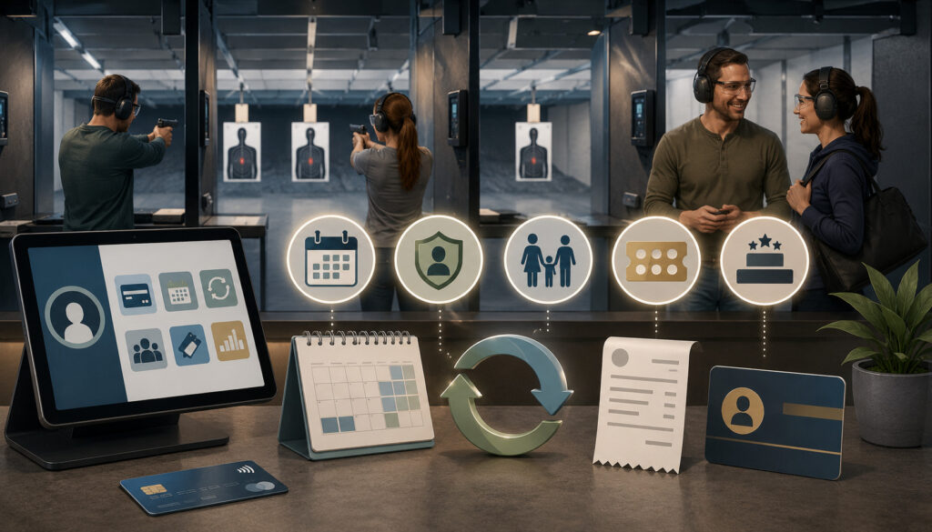 Shooting range membership billing options and recurring payments