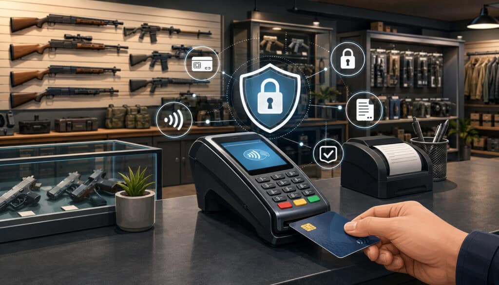 EMV-compliant POS system in a gun shop