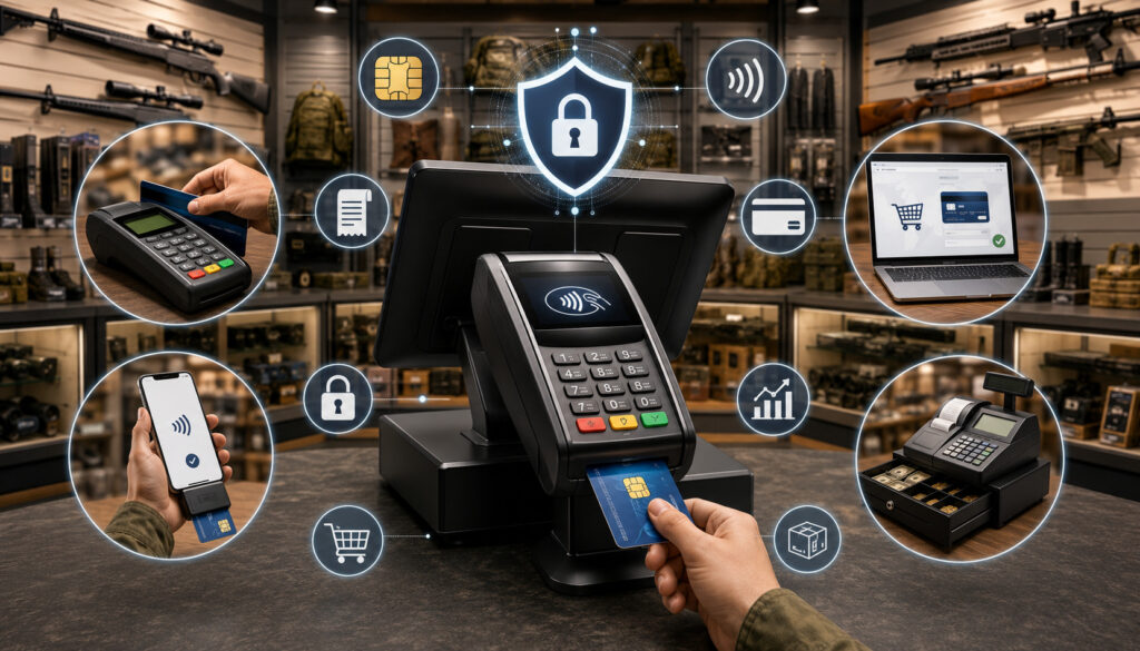 EMV POS payment options in a gun shop