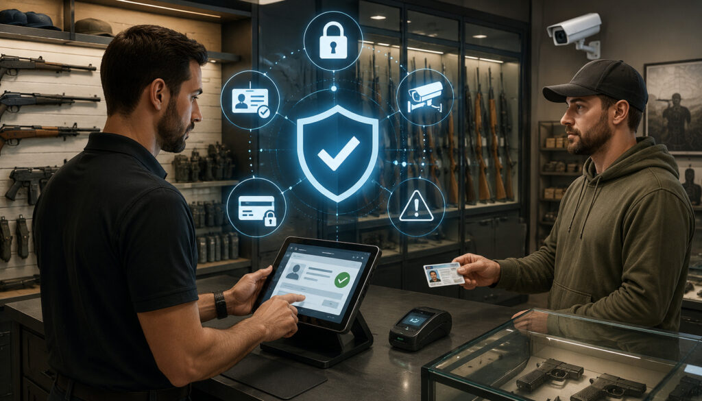 Fraud prevention at a secure gun store checkout