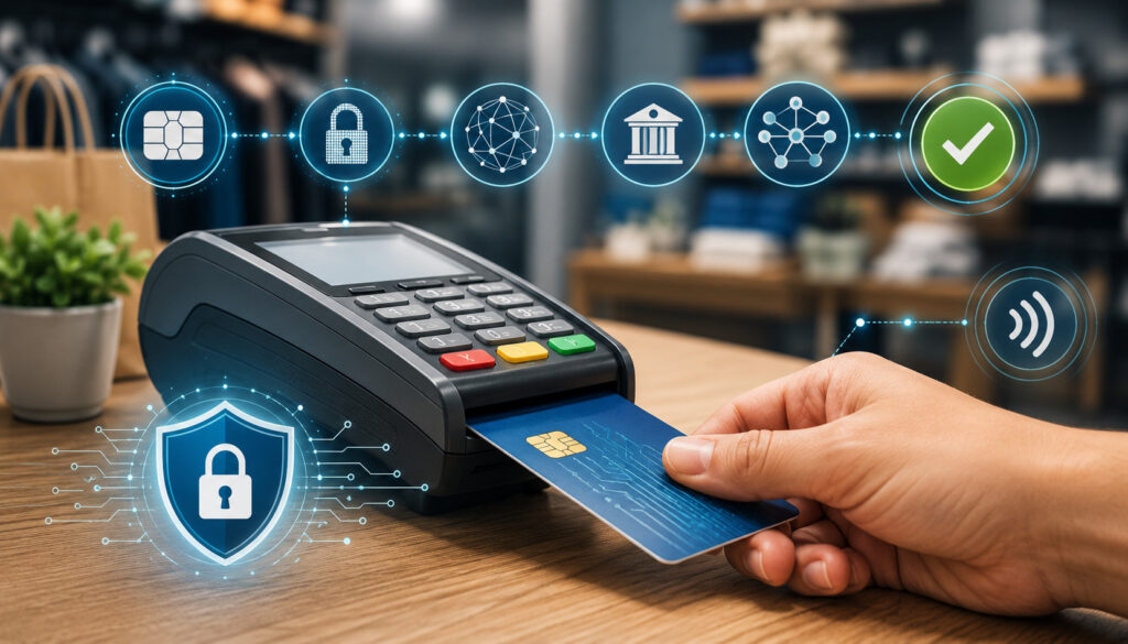 EMV chip card payment at a secure terminal