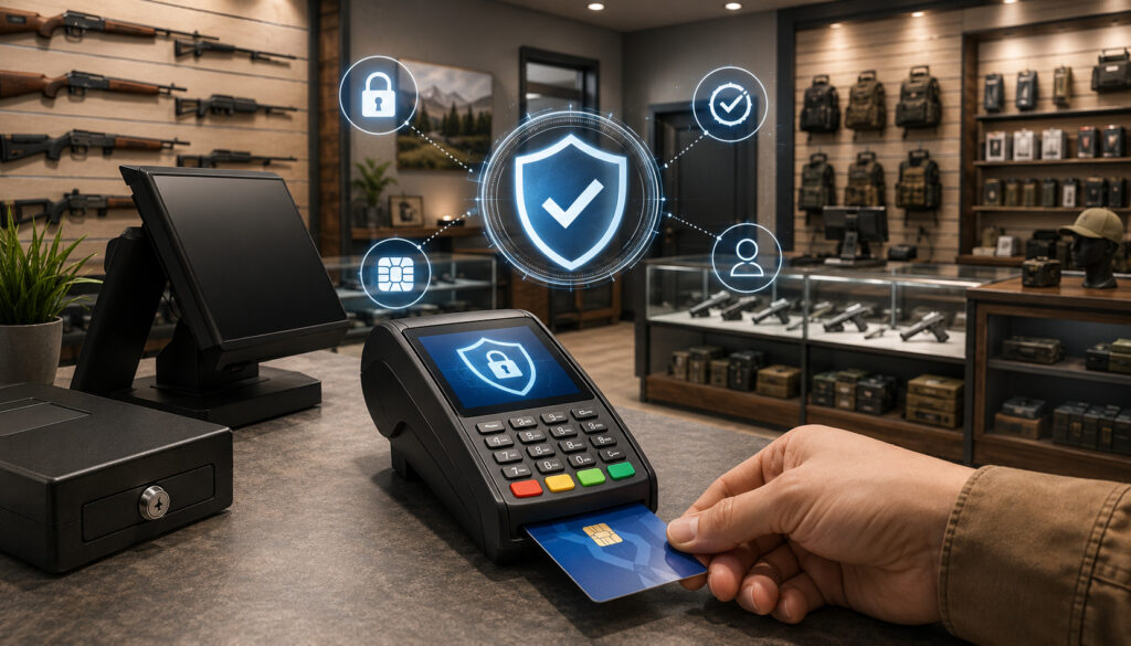 EMV chip payment at a firearm retail store
