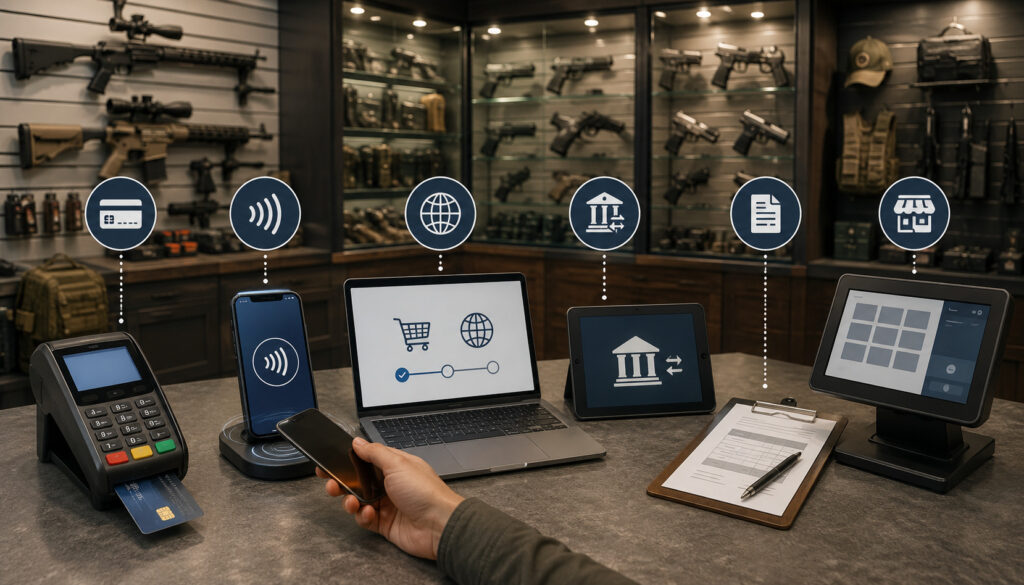 Firearm business using multiple payment channels