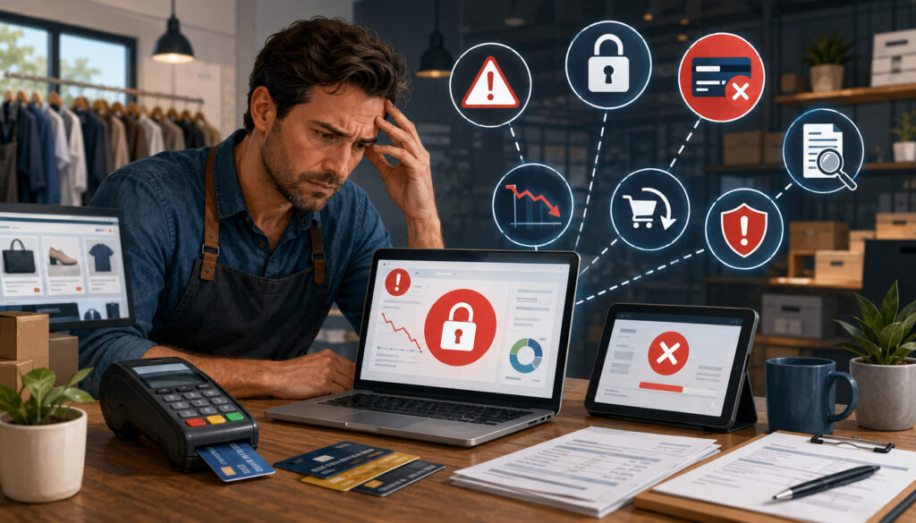 Merchant account shutdown warning illustration